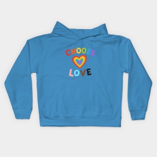 Choose Love Rainbow Heart Kids Hoodie